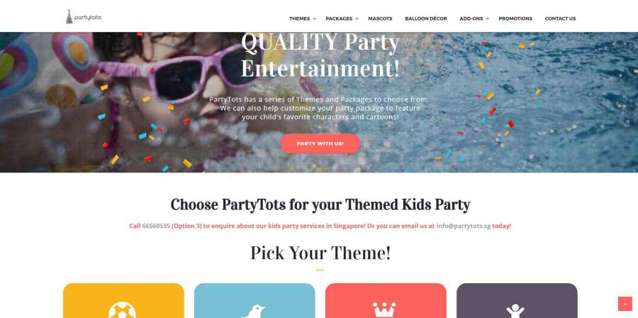 Singapore Based Party Organisers Website Design and Development